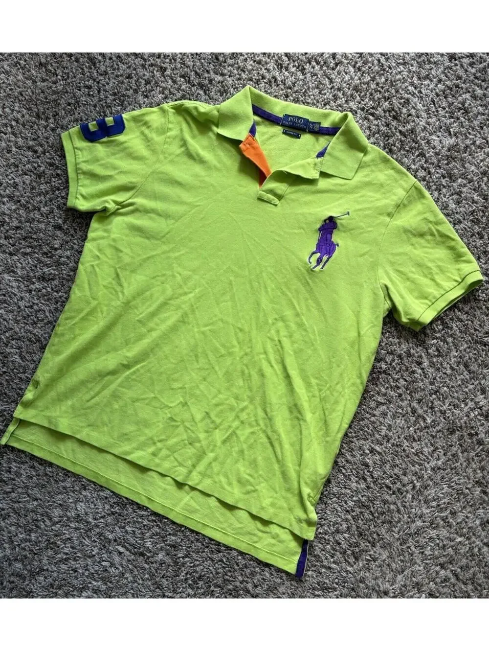 Polo Ralph Lauren Custom Fit Big Pony 3 Logo Polo Shirt Men's Size XL Lime Green